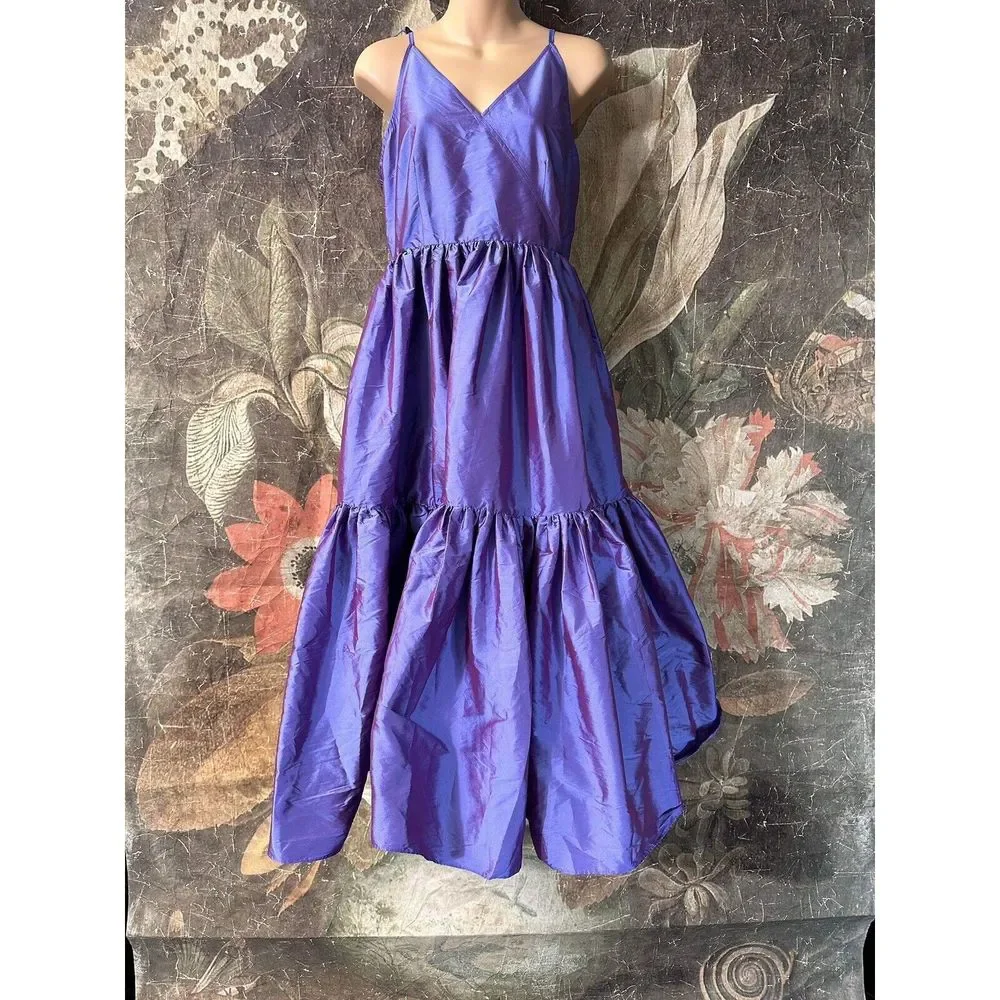 New Anthropologie Bloni Tiered Shine Dress Size Xxs - Picture 6 of 10